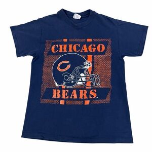 VTG Hanes NFL Chicago Bears Graphic Shirt Mens Medium 90s Navy Orange
